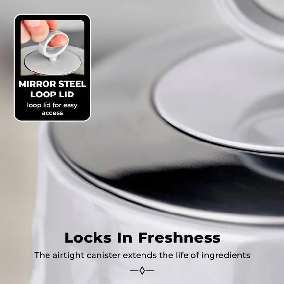 3-Piece Kitchen Canister Set - White, Steel