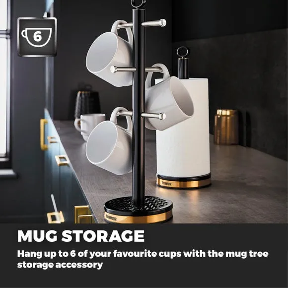6-Cup Mug Tree & Roll Holder Set - Black, Steel