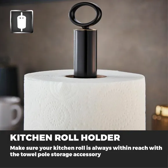 6-Cup Mug Tree & Roll Holder Set - Black, Steel