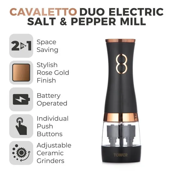 Electric Salt and Pepper Mill Set - Black