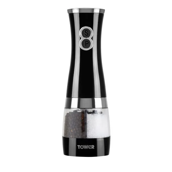 Electric Salt & Pepper Mill Set - Black, ABS