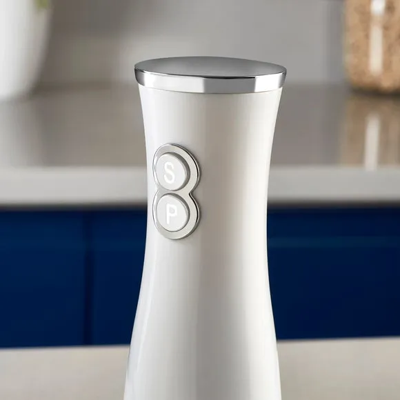 Electric Salt & Pepper Mill Set - White, ABS