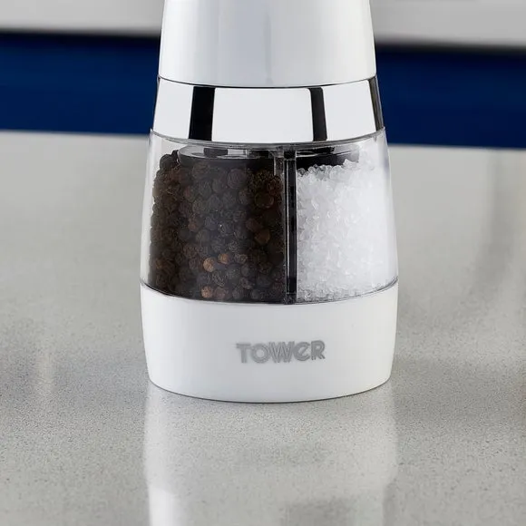 Electric Salt & Pepper Mill Set - White, ABS