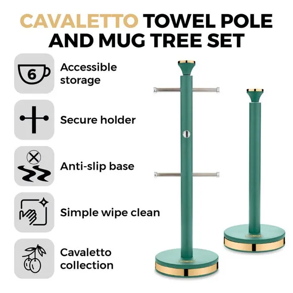 Mug Tree & Towel Holder Set - Green, Steel