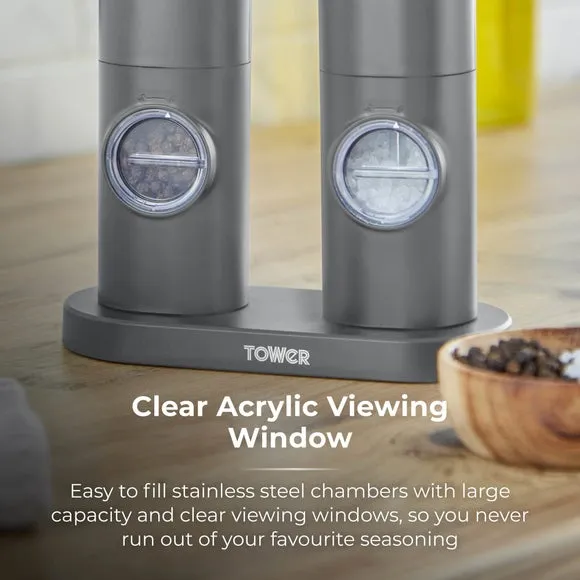 Rechargeable Salt & Pepper Mill Set - Grey