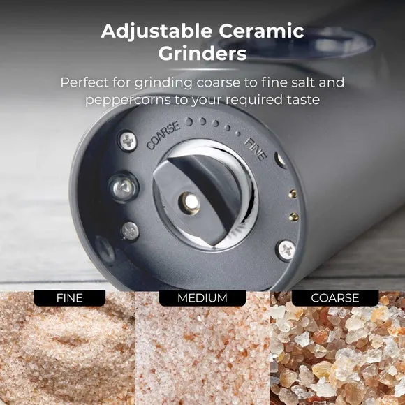 Rechargeable Salt & Pepper Mill Set - Grey