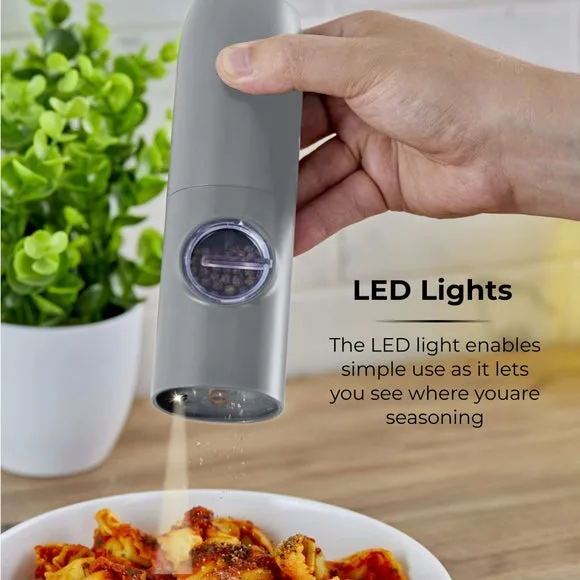 Rechargeable Salt & Pepper Mill Set - Grey