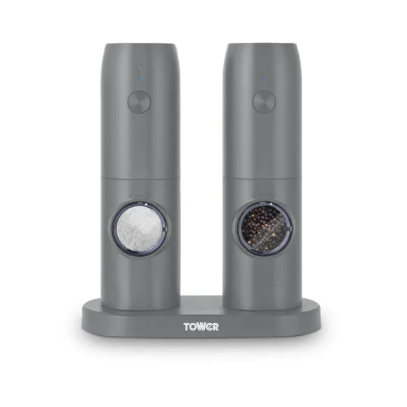 Rechargeable Salt & Pepper Mill Set - Grey