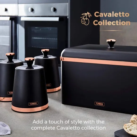 Set of 3 Kitchen Canisters - Black, Carbon Steel