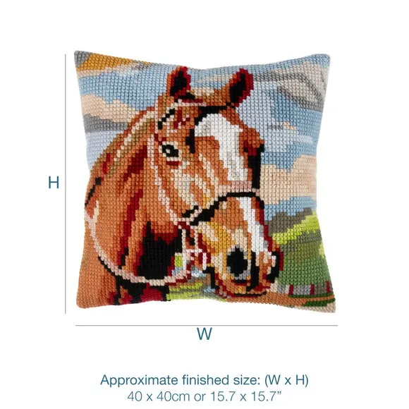 Cross Stitch Cushion Kit - Brown, Cotton