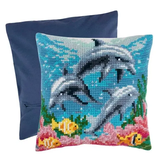 Cross Stitch Cushion Kit - Multicolor, Cotton