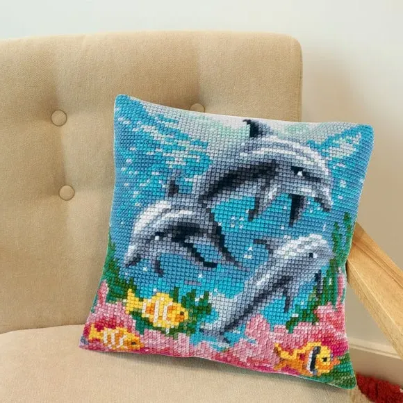 Cross Stitch Cushion Kit - Multicolor, Cotton