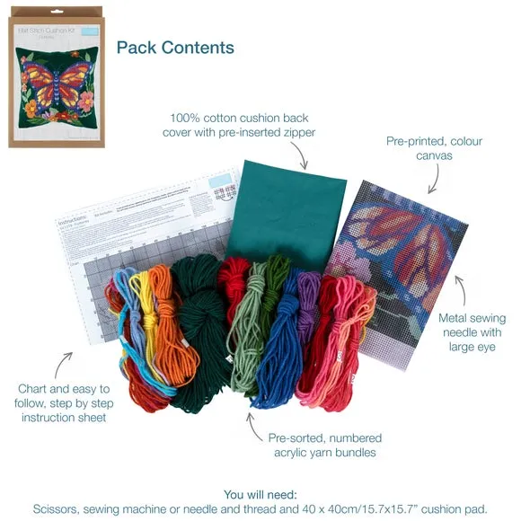 Half Stitch Cushion Kit - Multicolor, Cotton