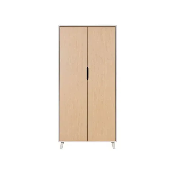 2-Door Wardrobe with Shelves - Light Oak