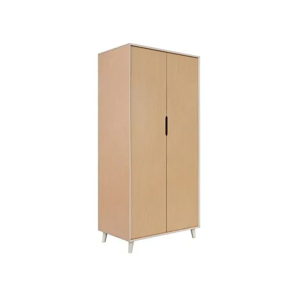 2-Door Wardrobe with Shelves - Light Oak