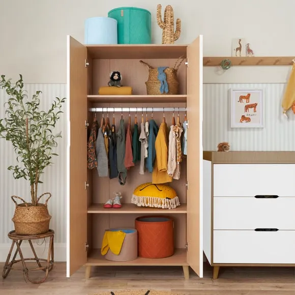 2-Door Wardrobe with Shelves - White