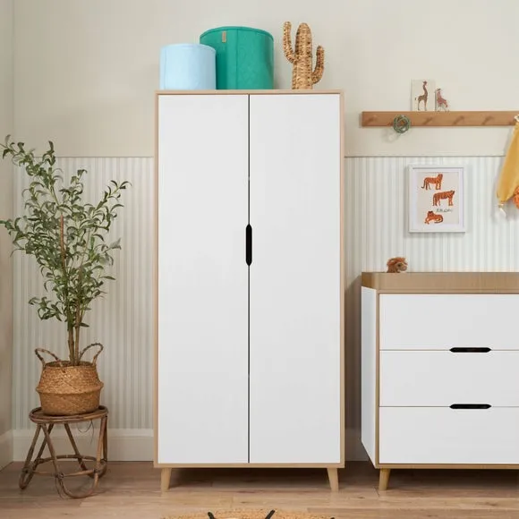 2-Door Wardrobe with Shelves - White