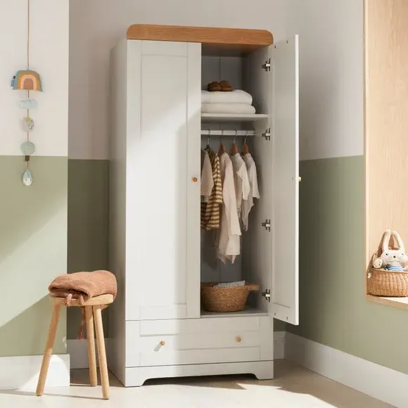 Double-Door Wardrobe with Drawer - Dove