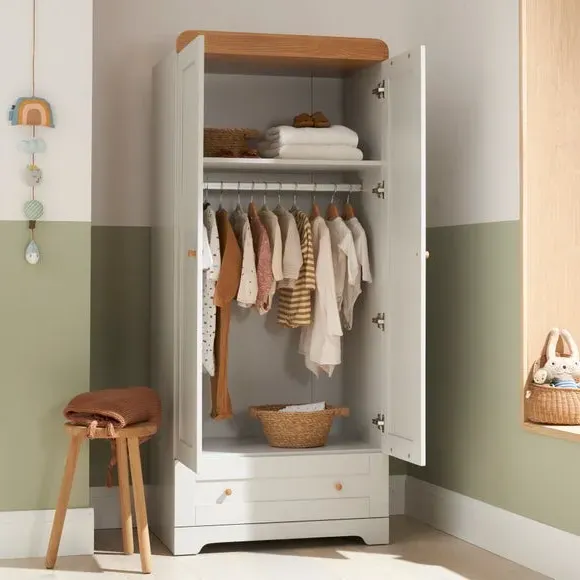 Double-Door Wardrobe with Drawer - Dove
