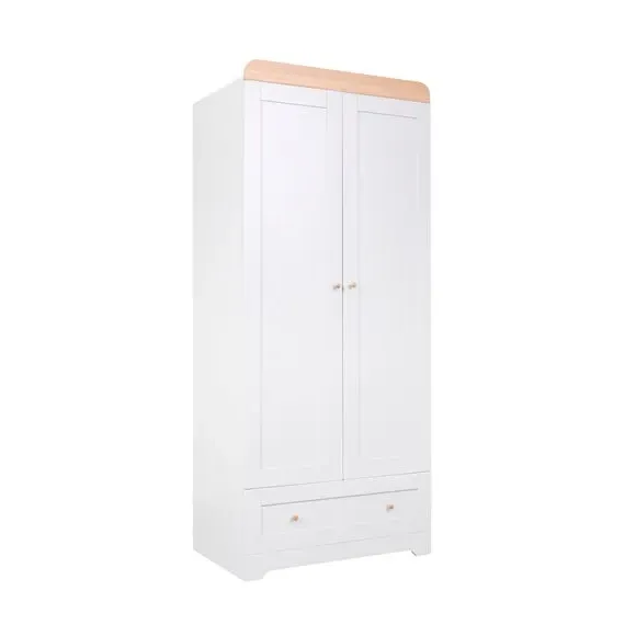 Double-Door Wardrobe with Drawer - Dove