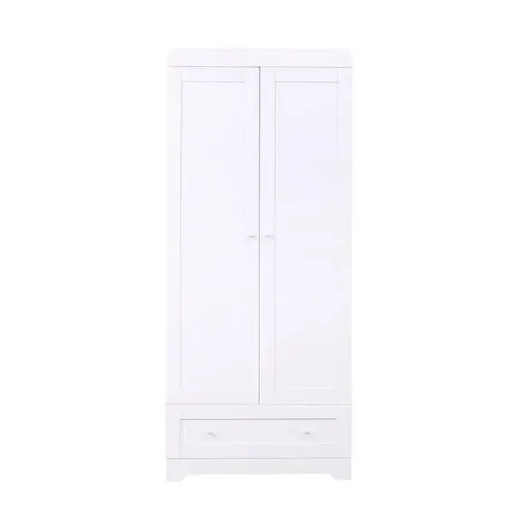 Double-Door Wardrobe with Drawer - White