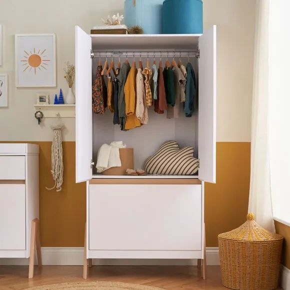 Double Door Wardrobe with LED Light - White