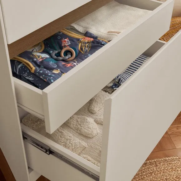 Double Door Wardrobe with LED Light - White Sand