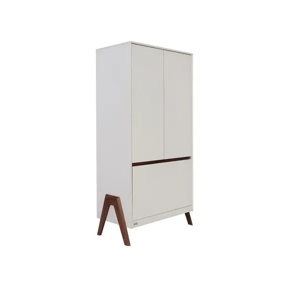 Double Door Wardrobe with LED Light - White Sand