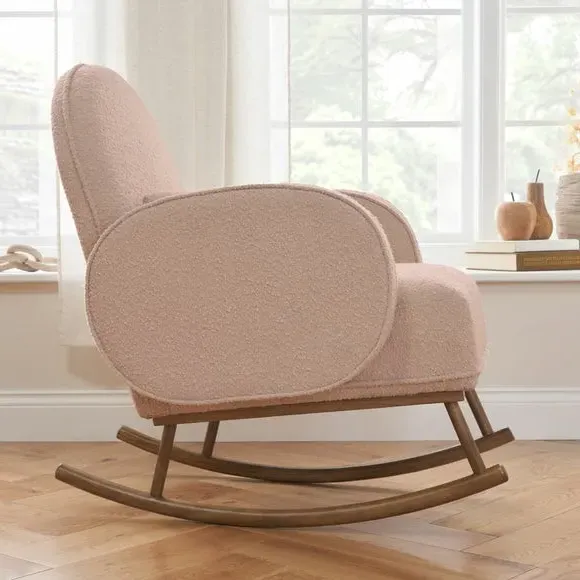 Rocking Chair with Footstool - Blush, Boucle