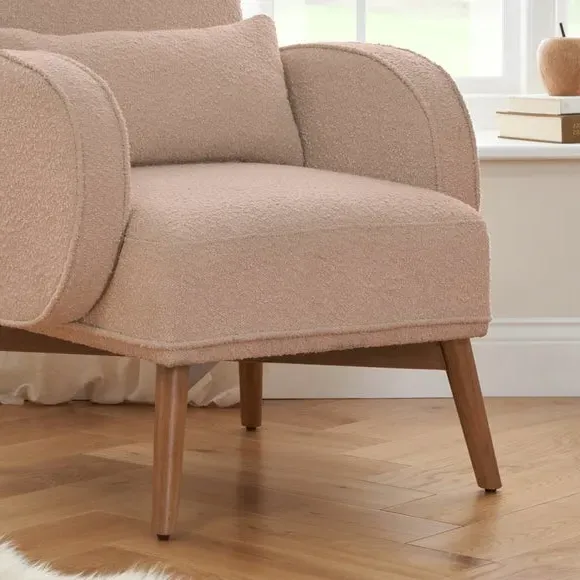 Rocking Chair with Footstool - Blush, Boucle