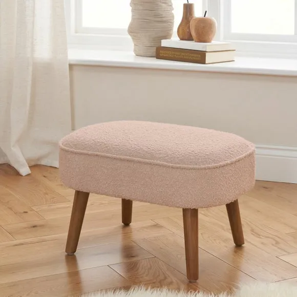 Rocking Chair with Footstool - Blush, Boucle