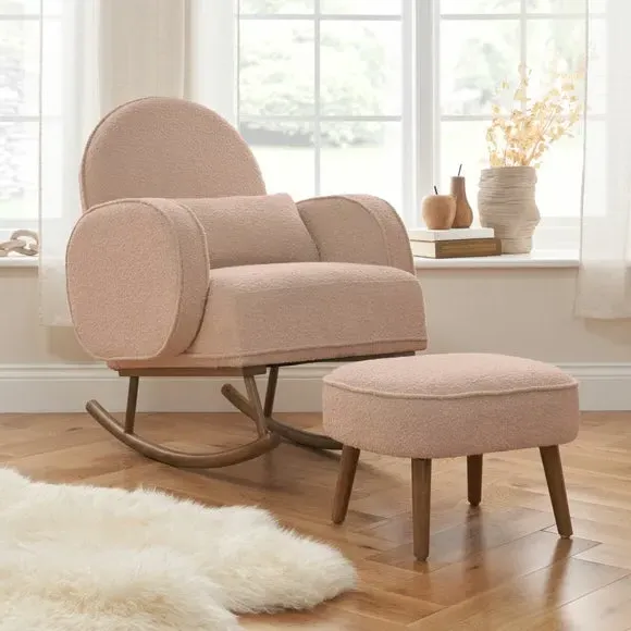 Rocking Chair with Footstool - Blush, Boucle image