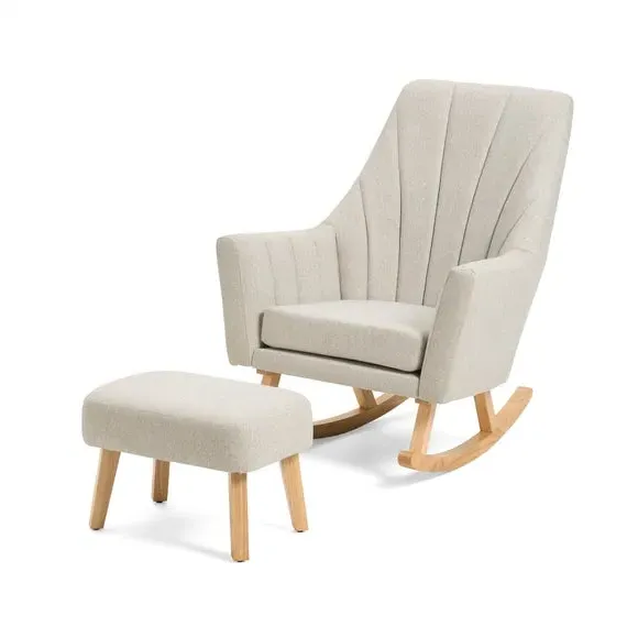 Rocking Chair with Footstool - Pebble, Cotton