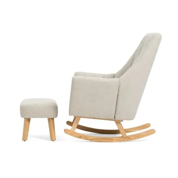 Rocking Chair with Footstool - Pebble, Cotton