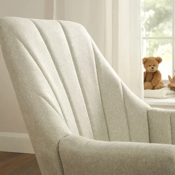 Rocking Chair with Footstool - Pebble, Cotton