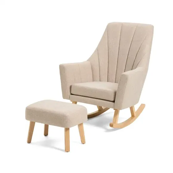 Rocking Chair with Footstool - Stone, Cotton