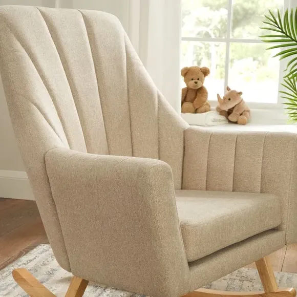Rocking Chair with Footstool - Stone, Cotton