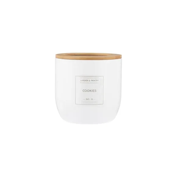 2L Storage Jar with Airtight Seal - White, Bamboo