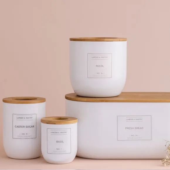 2L Storage Jar with Airtight Seal - White, Bamboo