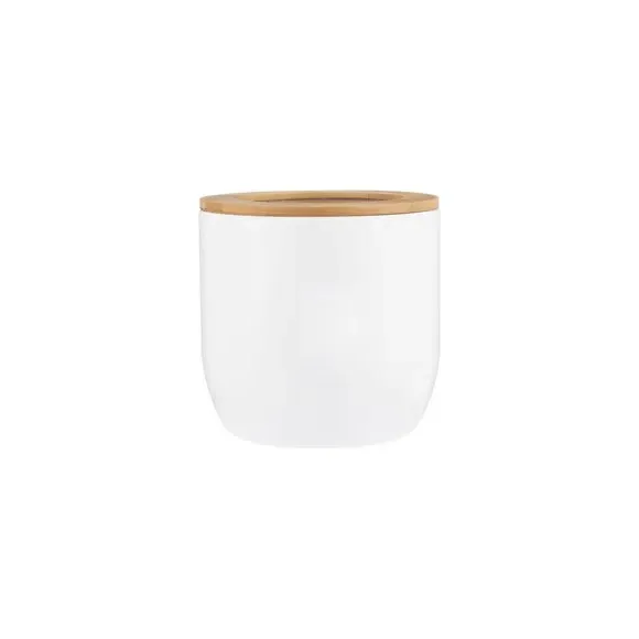 2L Storage Jar with Airtight Seal - White, Bamboo image