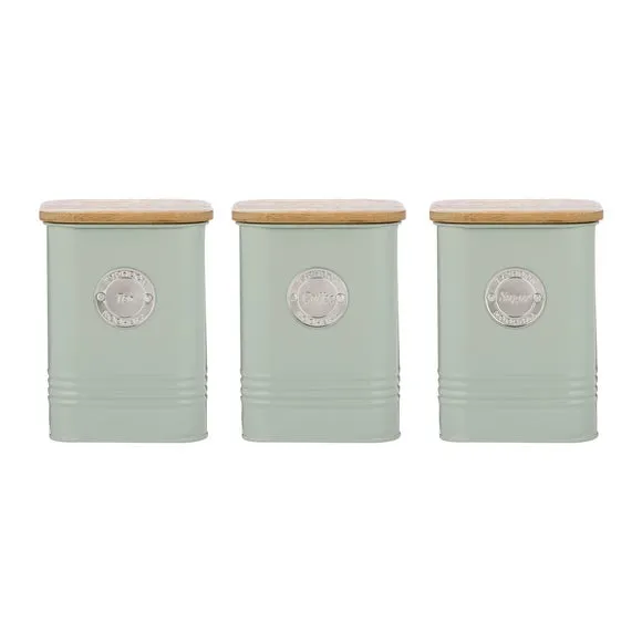3-Piece Canister Set with Airtight Seal - Mint