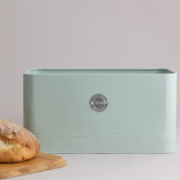 Bread Bin with Bamboo Lid - Mint Green, Steel