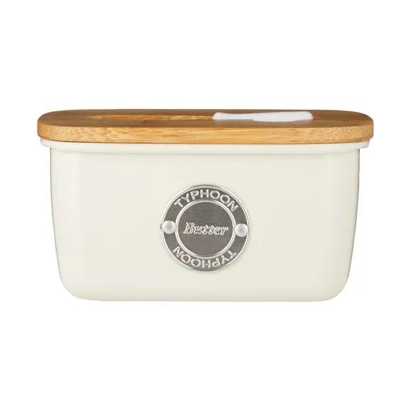 Butter Storage Set with Spatula - Cream, Steel