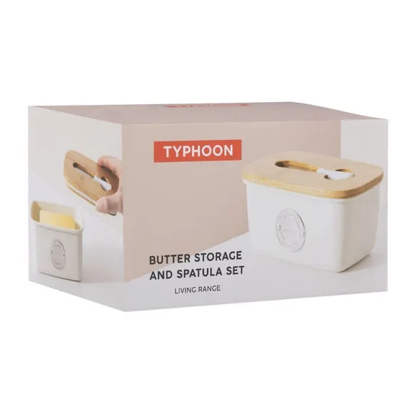 Butter Storage Set with Spatula - Cream, Steel