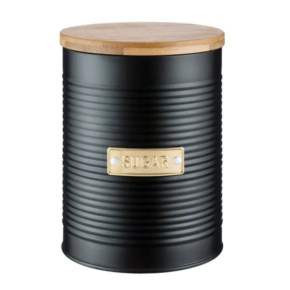 Kitchen Canister with Bamboo Lid - Black