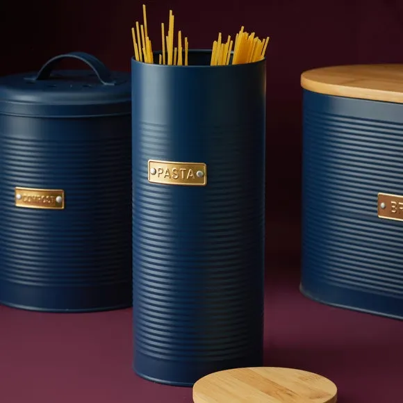 Round Pasta Storage Canister - Navy, Steel image