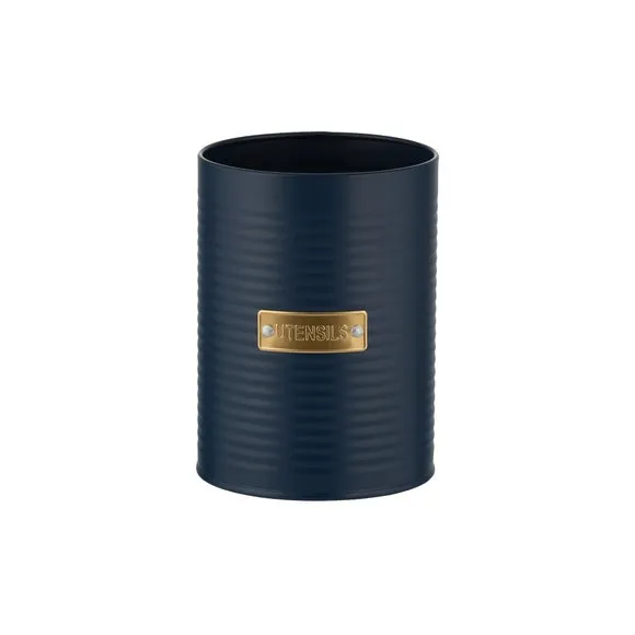Round Utensil Pot - Navy, Coated Steel