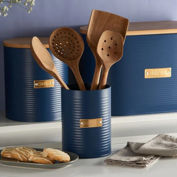 Round Utensil Pot - Navy, Coated Steel image