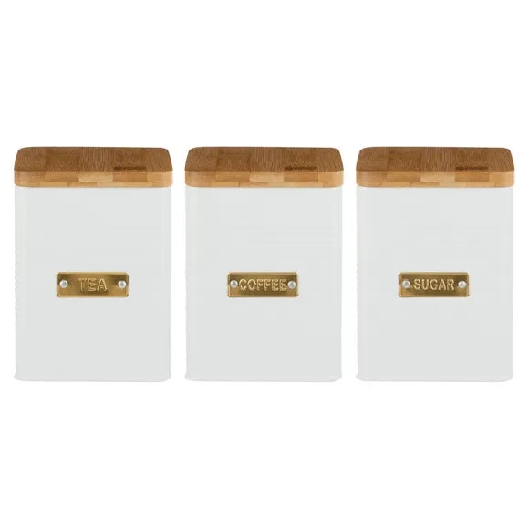 Set of 3 Square Storage Canisters - White