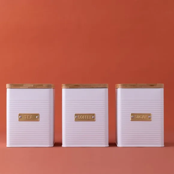 Set of 3 Square Storage Canisters - White image